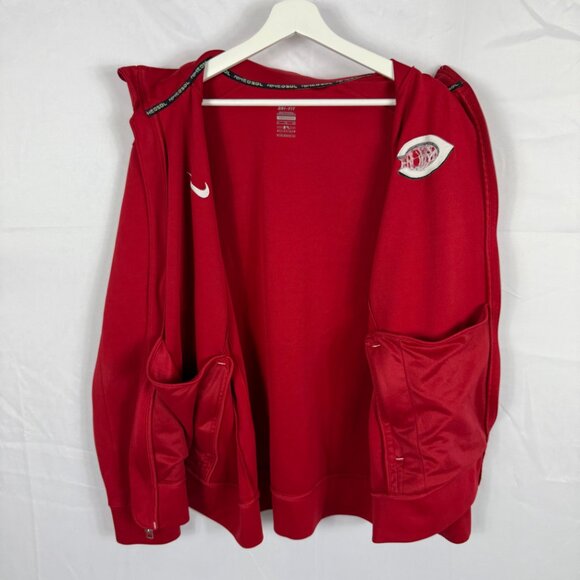 Nike Dri Fit Cincinnati Reds Jacket Mens Size XL Full Zip Pockets Red MLB READ - Picture 8 of 13